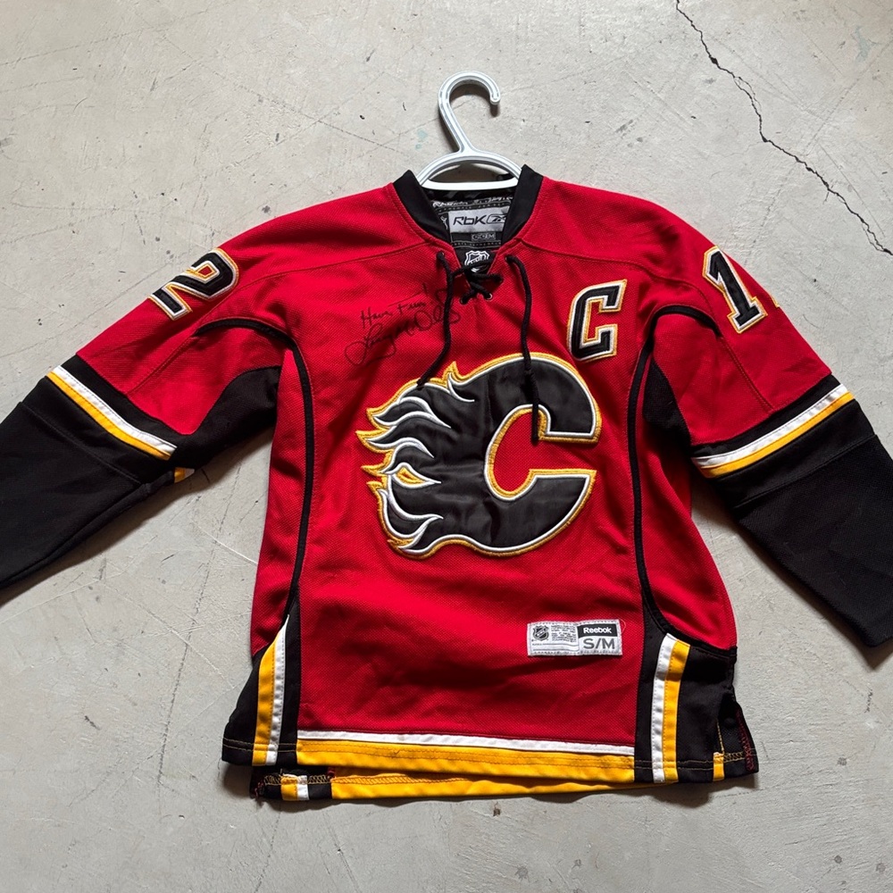 Jerome Iginla Red and Black Hockey Jersey